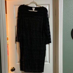 Chico's Black Sheath Dress Long Sleeve Bateau Neckline